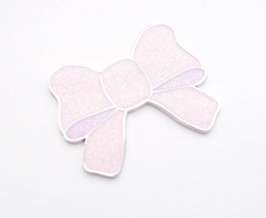 Frosted Lilac Iridescent bow magnet + silver hardware