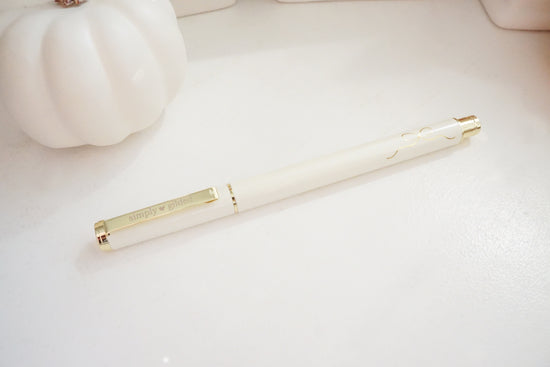 PEN - Buttercream Bow Gel Ink Pen + light gold hardware (Home Sweet Home)