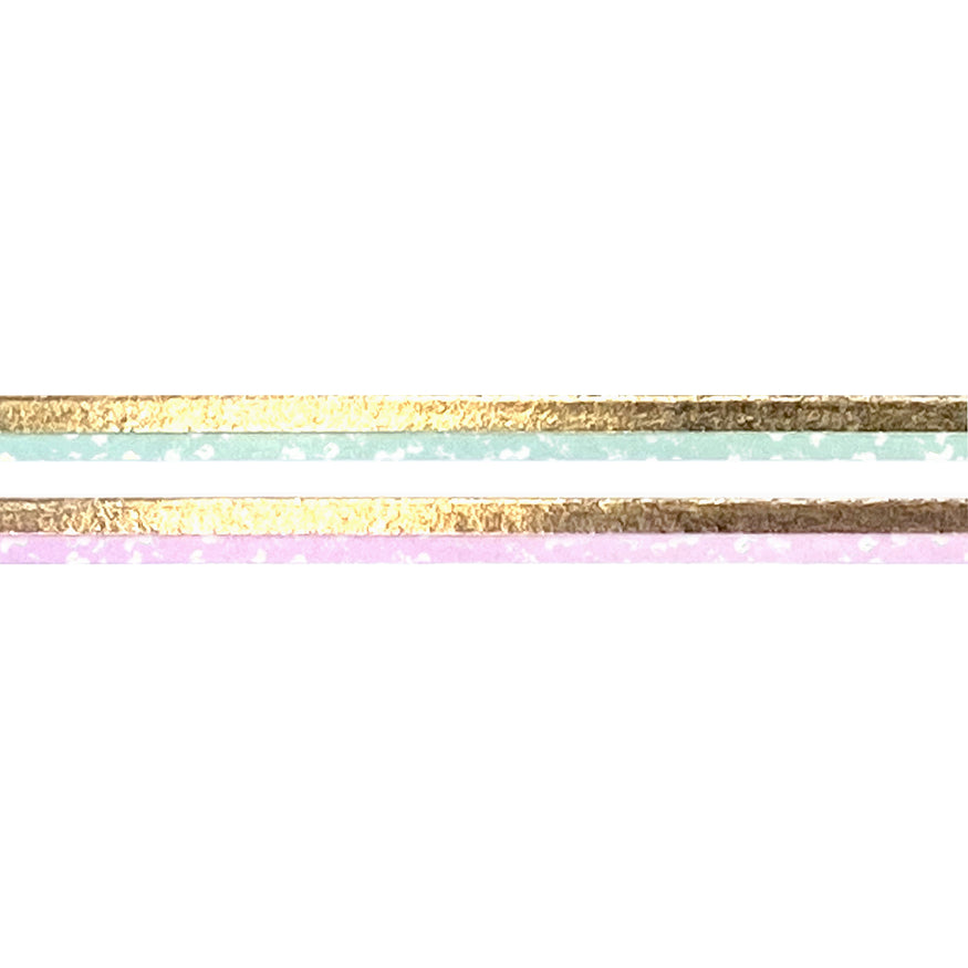 Mint / Baby Pink Color Block washi set of 2 (5mm + light gold foil + i ...