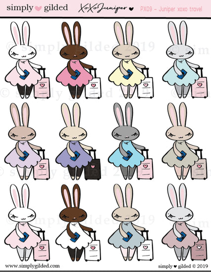 PX09 Juniper xoxo TRAVEL sticker sheet