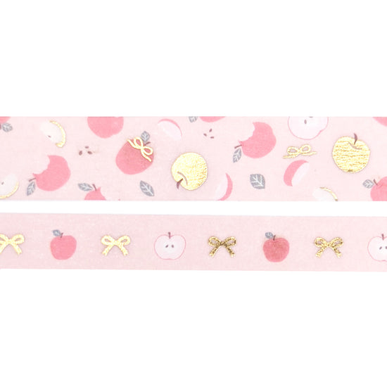 Peach Apple A Day washi set (15/10mm + light gold foil)