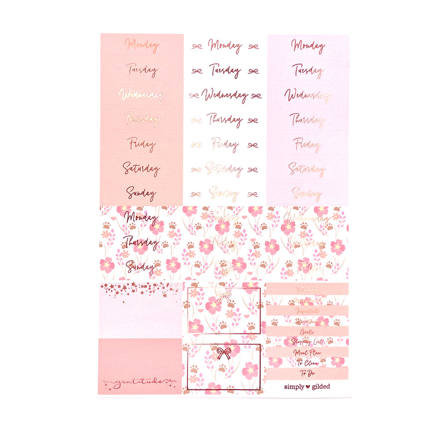 Days of the week Stickers, Gold Foil, Rose Gold Foil, Silver Foil, Journal  stickers, Notebook sticker, Planner Stickers