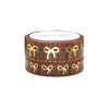 Vintage Christmas Plaid Bow washi set of 2 (15/10mm + light gold foil)