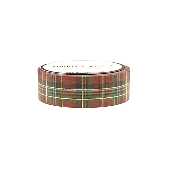 Vintage Christmas Plaid washi (15mm + light gold foil)