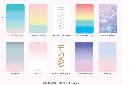 OOPS Washi Cards - sold AS IS - holographic foil set A (washi cards)