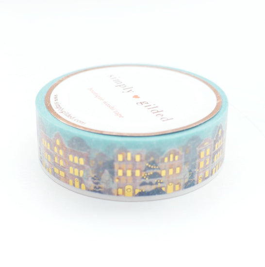 Holiday City Street Day 2.0 washi (15mm + hot gold foil) - Restock