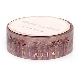 Misty Purple Pretty Bookshelf washi (15mm + rose gold foil) - Restock