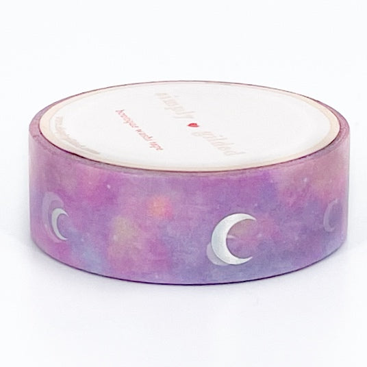 Morning Glory Crescent Moon SKY washi (15mm + silver holographic foil) - Restock