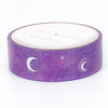 Sweet Purple Crescent Moon Sky washi (15mm + silver holographic foil) - Restock