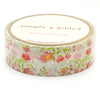 WASHI 15mm - BRIGHT Floral Aviary + champagne satin foil