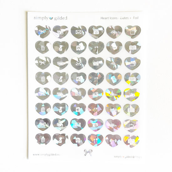 STICKERS - GLOSSY Heart ICONS sticker sheet (YOU PICK)