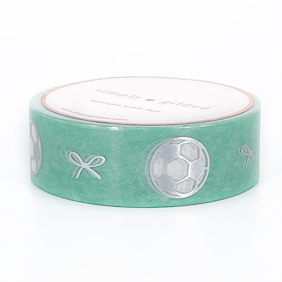 WASHI 15mm - SOCCER & Bows + silver holographic foil