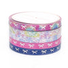 5mm WASHI set of 5 - TIE-DYE HORIZONTAL BOWS + silver / silver holographic