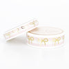 WASHI 15/10mm BOW set - Pink and White Parfait + light gold foil