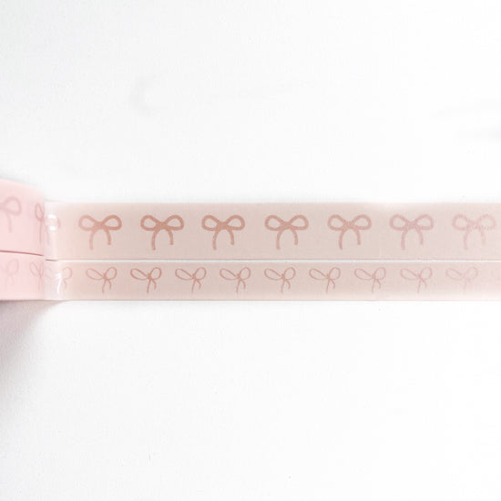 WASHI 15/10mm BOW set - Chic PINK tone-on-tone 3.0 + pearl pink foil (reprint)