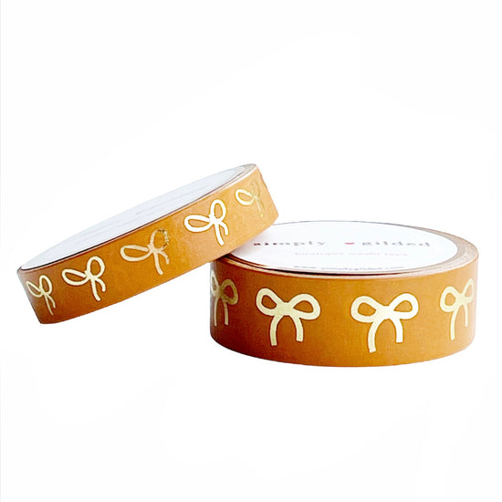 WASHI 15/10mm BOW set - Burnt Orange + light gold foil