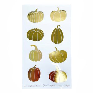 LABEL/SEALS - Fall Pumpkins + light gold foil (glossy paper)