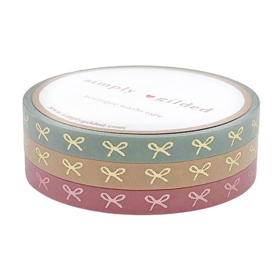 5mm set of 3 - Sweet Fall BOW + light gold/rose pink foil