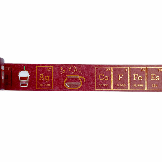 WASHI 15mm - Medium Roast Coffee Chemistry + rose gold foil