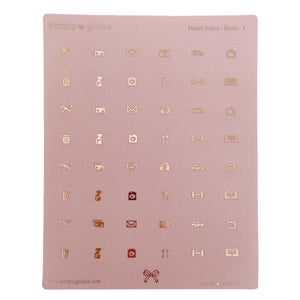 STICKERS - PINK Heart Icons - Basics + rose gold foil