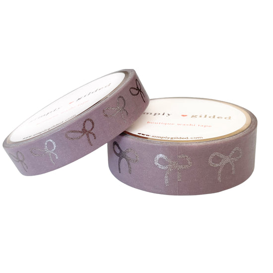 WASHI 15/10mm BOW set - FROSTED Plum + plum foil