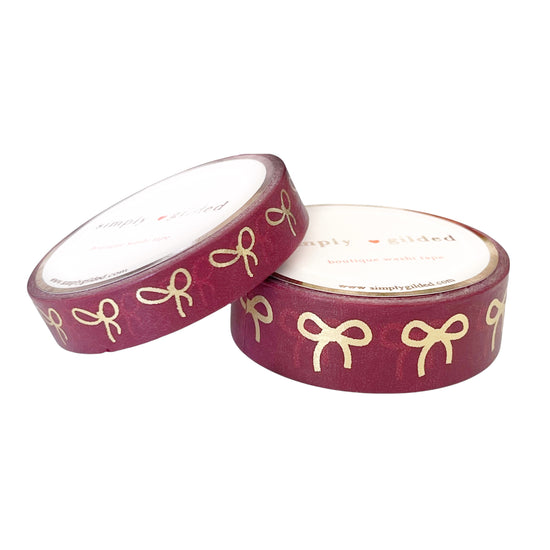 WASHI 15/10mm BOW set - Poinsettia + light gold foil