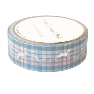 Winter Cabin Plaid Deer washi (15mm + silver foil) - Restock