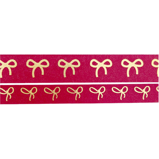 WASHI 15/10mm BOW set - Poinsettia + light gold foil