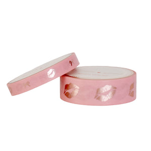 Bubblegum Lips & Bows Washi Set (15mm/7.5mm - rose pink foil)