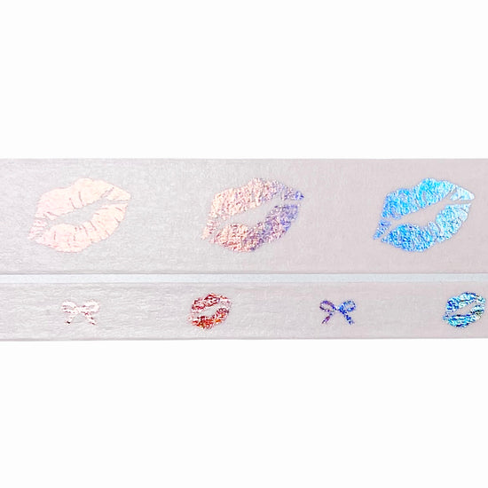 Lilac Lips & Bows Washi Set (15mm/7.5mm - aurora pink foil)