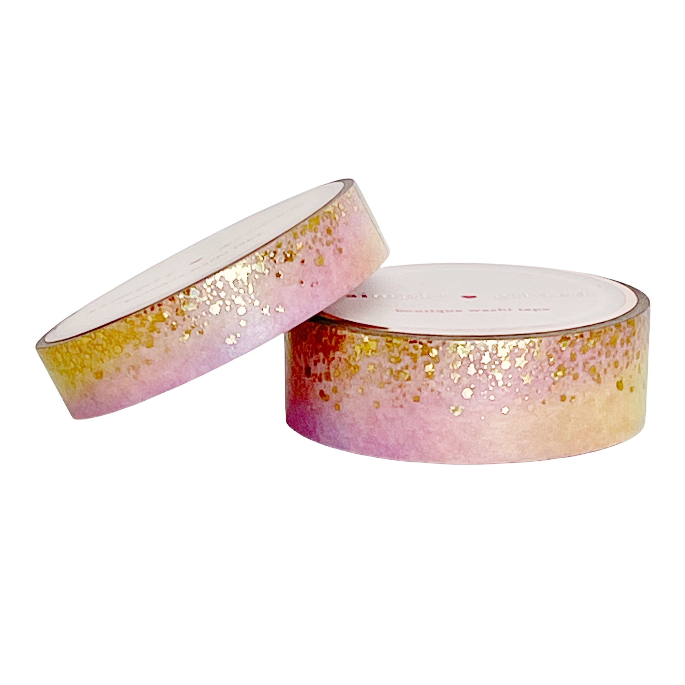 Pastel Rainbow Stardust Washi Set (15/10mm + light gold / glitter