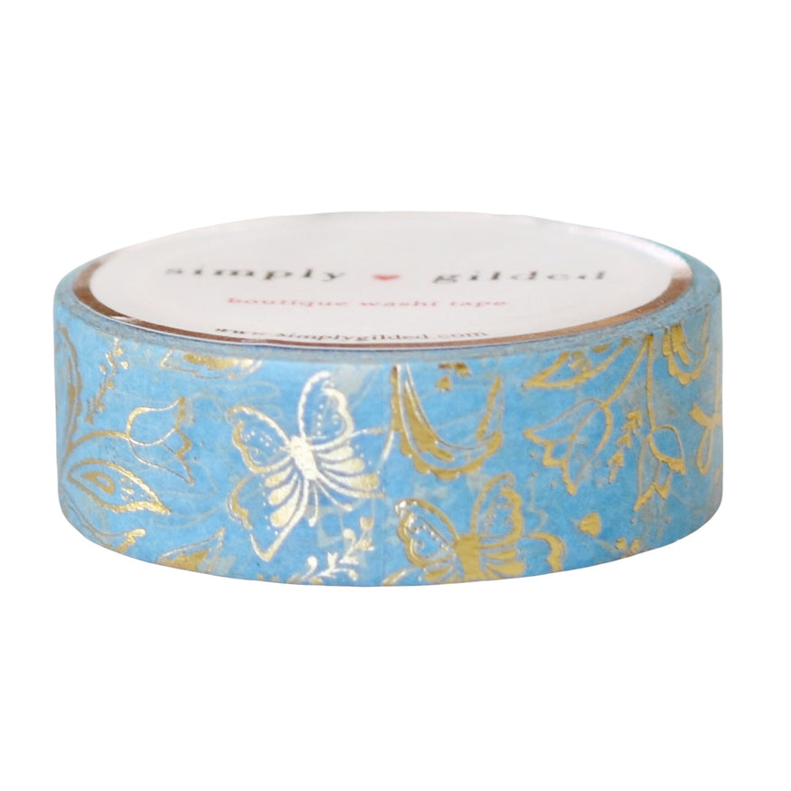 Spring Paisley Sky Blue Washi (15mm + light gold foil) (Item of the We –  simply gilded