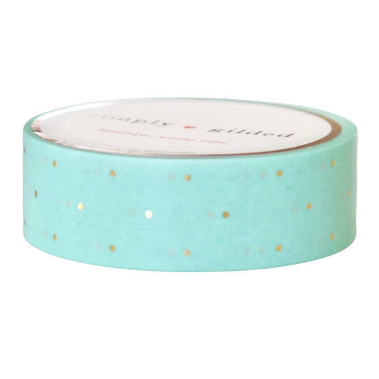 Mint Spring Micro Dot Washi (15mm + light gold foil) (Item of the Week)