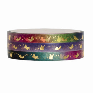 Sisters Butterfly set of 3 washi (5mm + light gold foil)