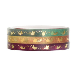 Family Butterfly set of 3 washi (5mm + light gold foil)