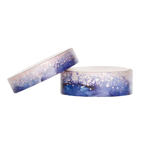 Iridescent Ink Stardust washi set (15/10mm + silver holographic / aurora pink foil) - Restock